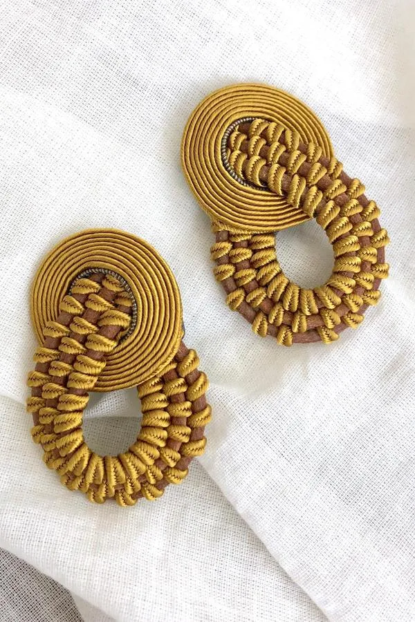 Amelie Unique Mustard Earrings