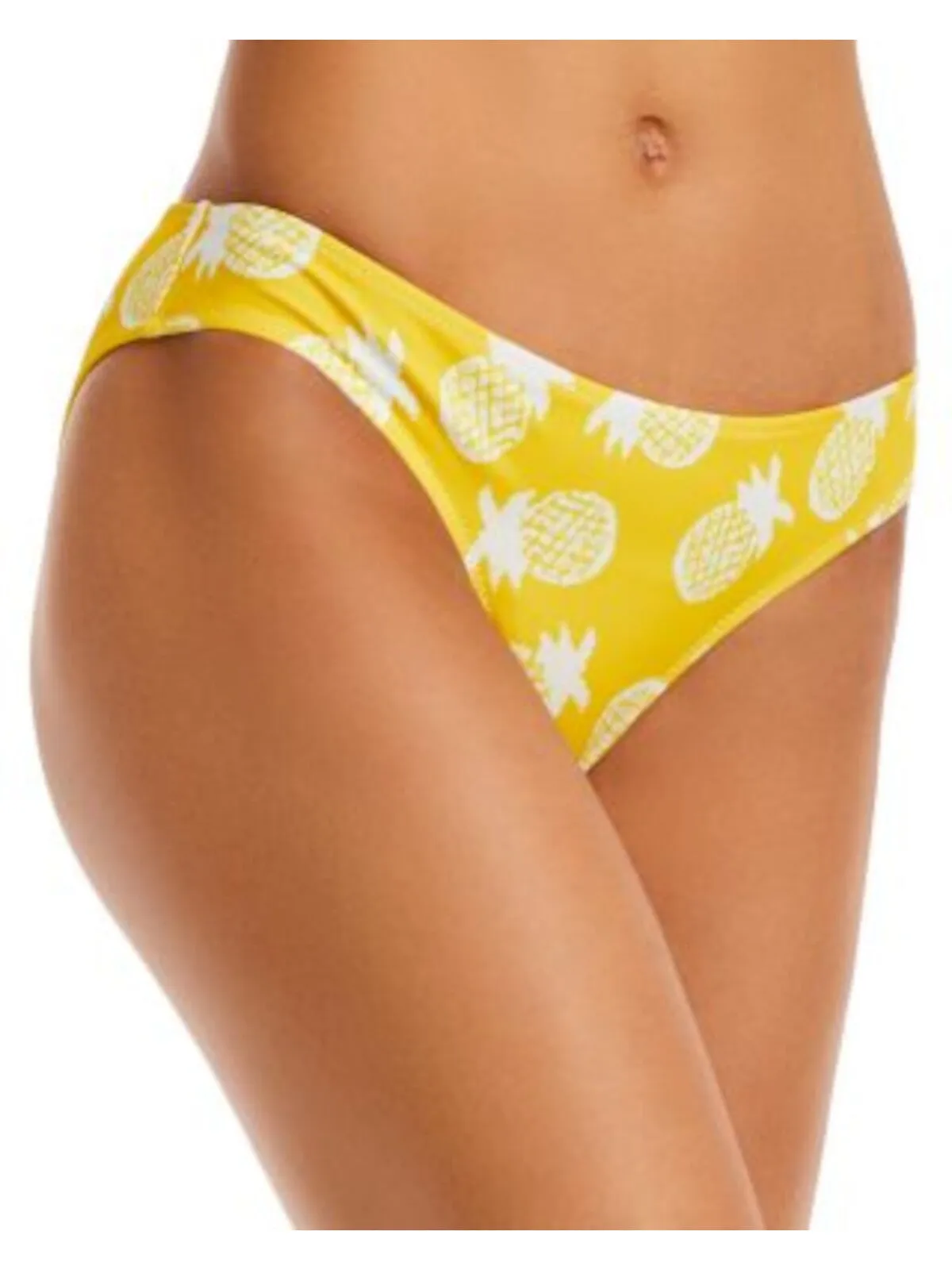 AQUA Women's Yellow Elastic Waist Moderate Coverage X Studio 189 Bikini Swimwear Bottom