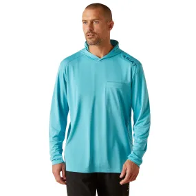 Ariat Mens Maui Blue Rebar Sunblocker Hooded Long Sleeve Shirt