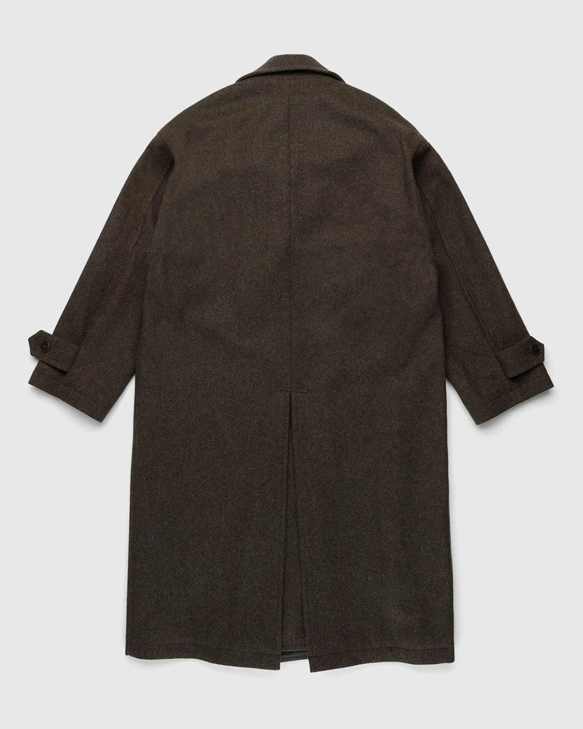 Auralee – Double-Breasted Shetland Wool Overcoat Dark Brown | Highsnobiety Shop