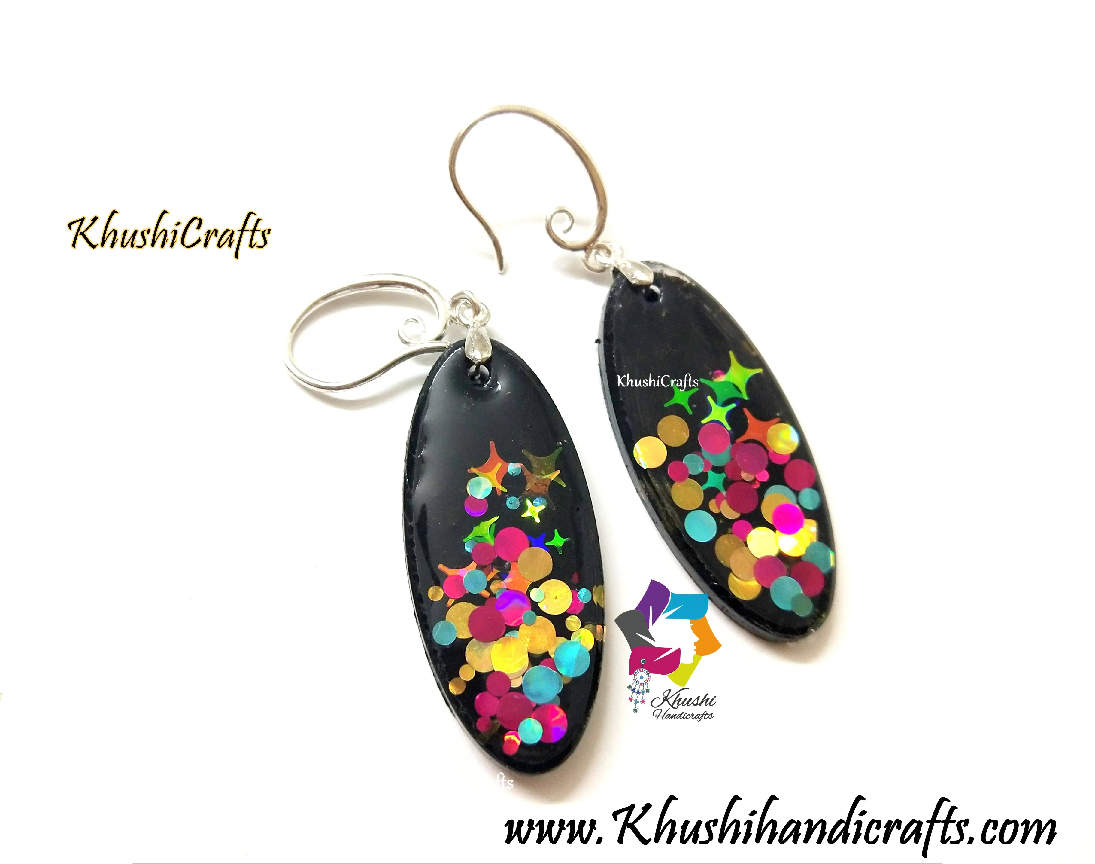 Black trendy Resin dangler Earrings