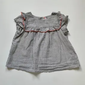 Bonpoint Grey And White Stripe Top With Neon Trim: 2 Years