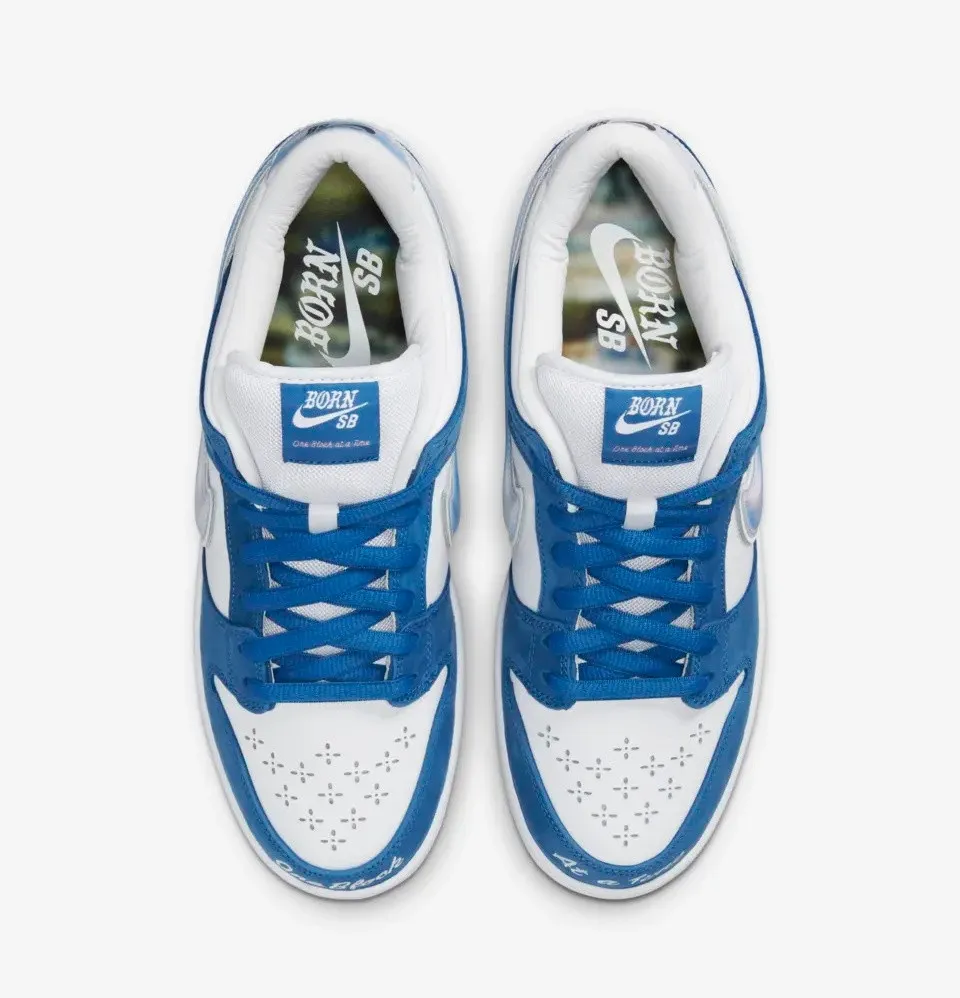 Born x Raised x Nike SB Dunk Low One Block At A Time White Deep Royal Blue FN7819-400