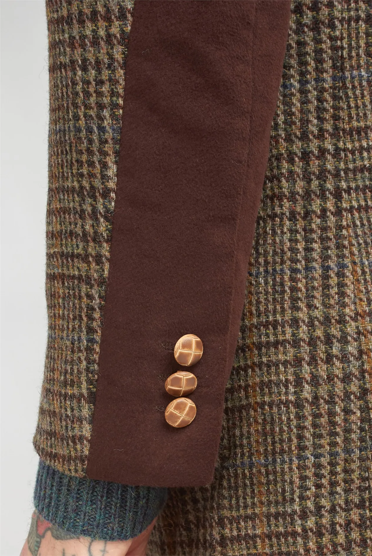 Brown Shetland Check Overcoat