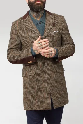 Brown Shetland Check Overcoat