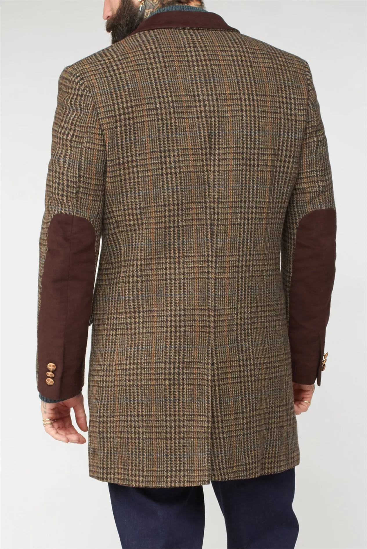 Brown Shetland Check Overcoat