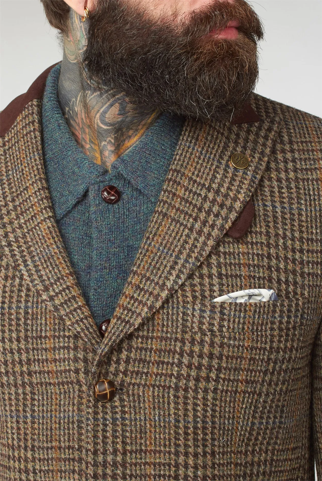 Brown Shetland Check Overcoat