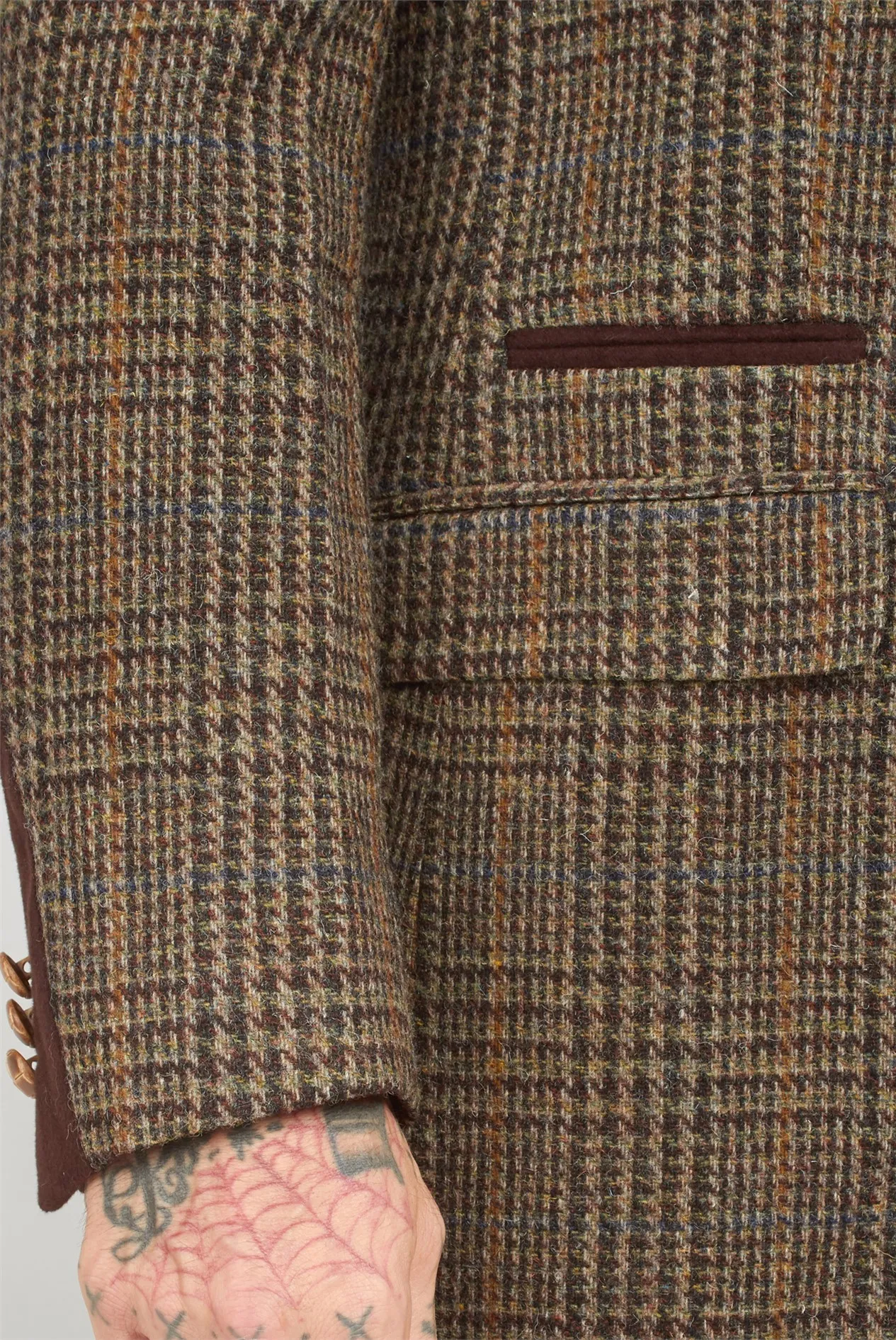 Brown Shetland Check Overcoat