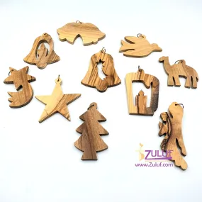 Christmas Souvenir Olive Wood Ornaments - Set of 10 Pieces - ORN200