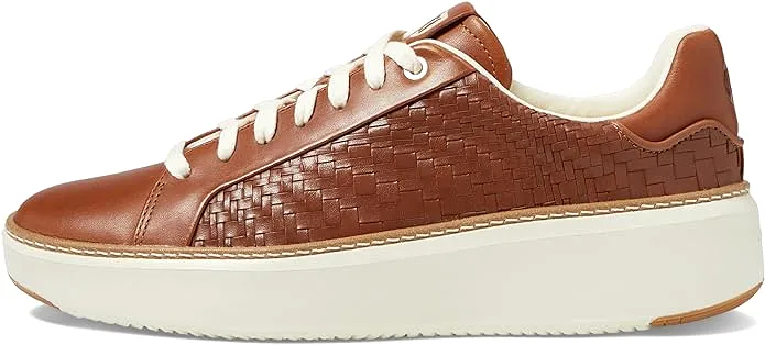 Cole Haan Grandpro Topspin British Tan Woven Leather Chunky Low Top Sneakers