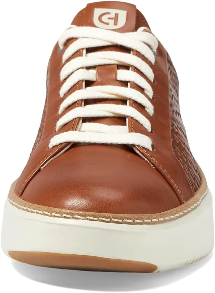 Cole Haan Grandpro Topspin British Tan Woven Leather Chunky Low Top Sneakers