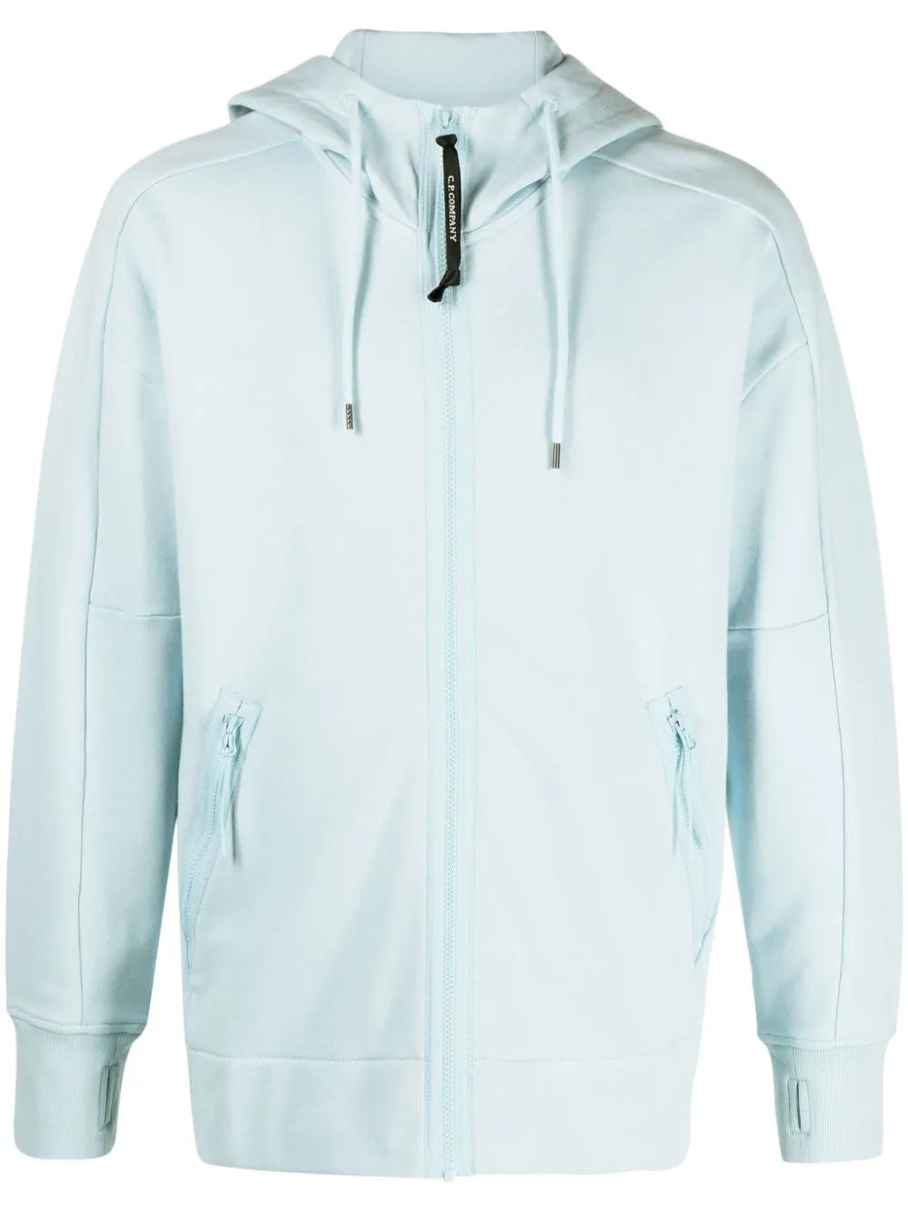 CP Company Sweat à capuche zippé Diagonal Raised Fleece Goggle Starlight blue