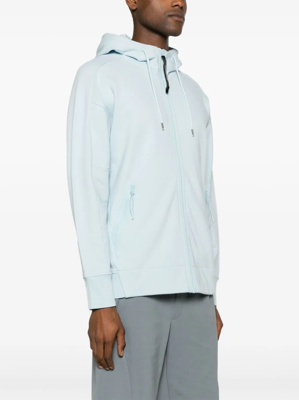 CP Company Sweat à capuche zippé Diagonal Raised Fleece Goggle Starlight blue