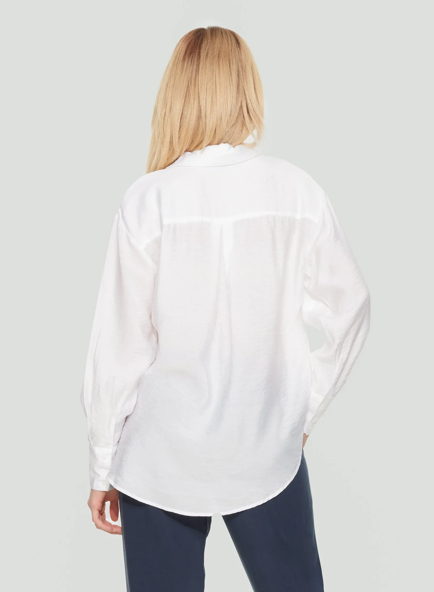 Dex Hidden Placket Flowy Blouse In White