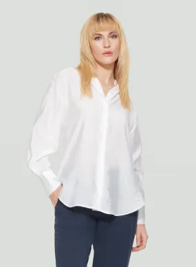 Dex Hidden Placket Flowy Blouse In White