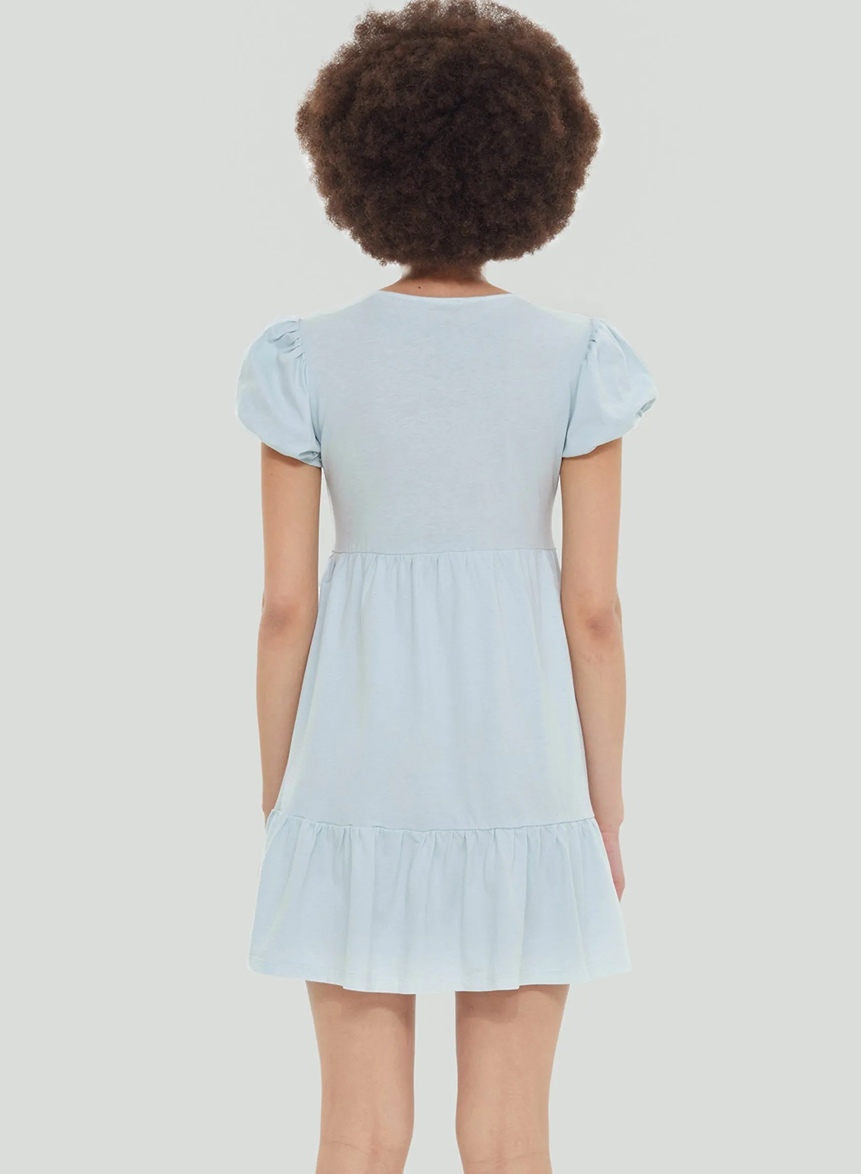 Dex V-Neck Babydoll Dress In Light Sky Blue