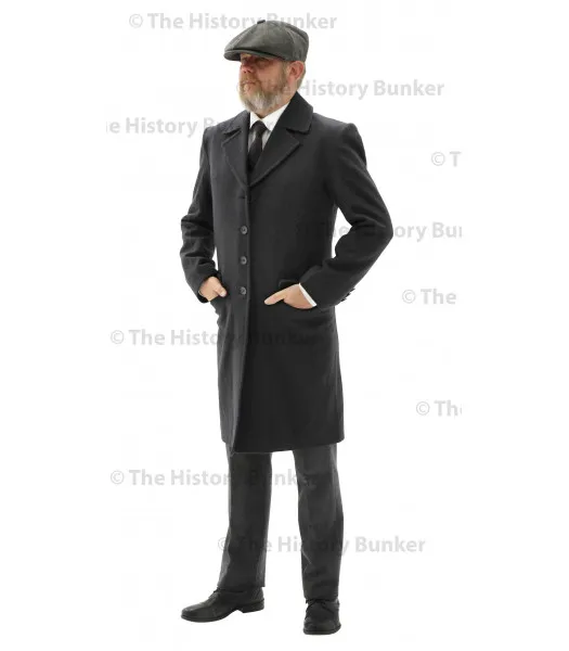 Edwardian Mens  single breasted overcoat - GREY