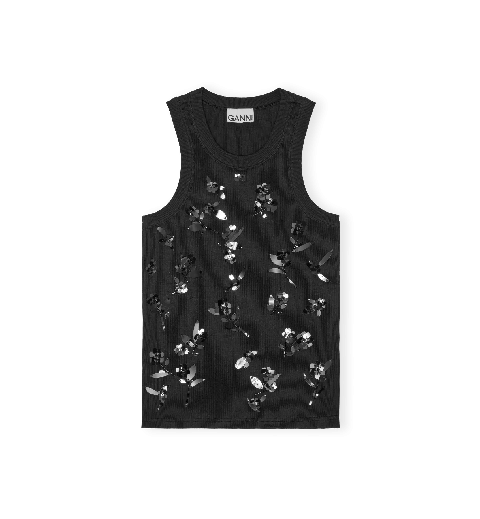 GANNI Black Embellish Tank Top