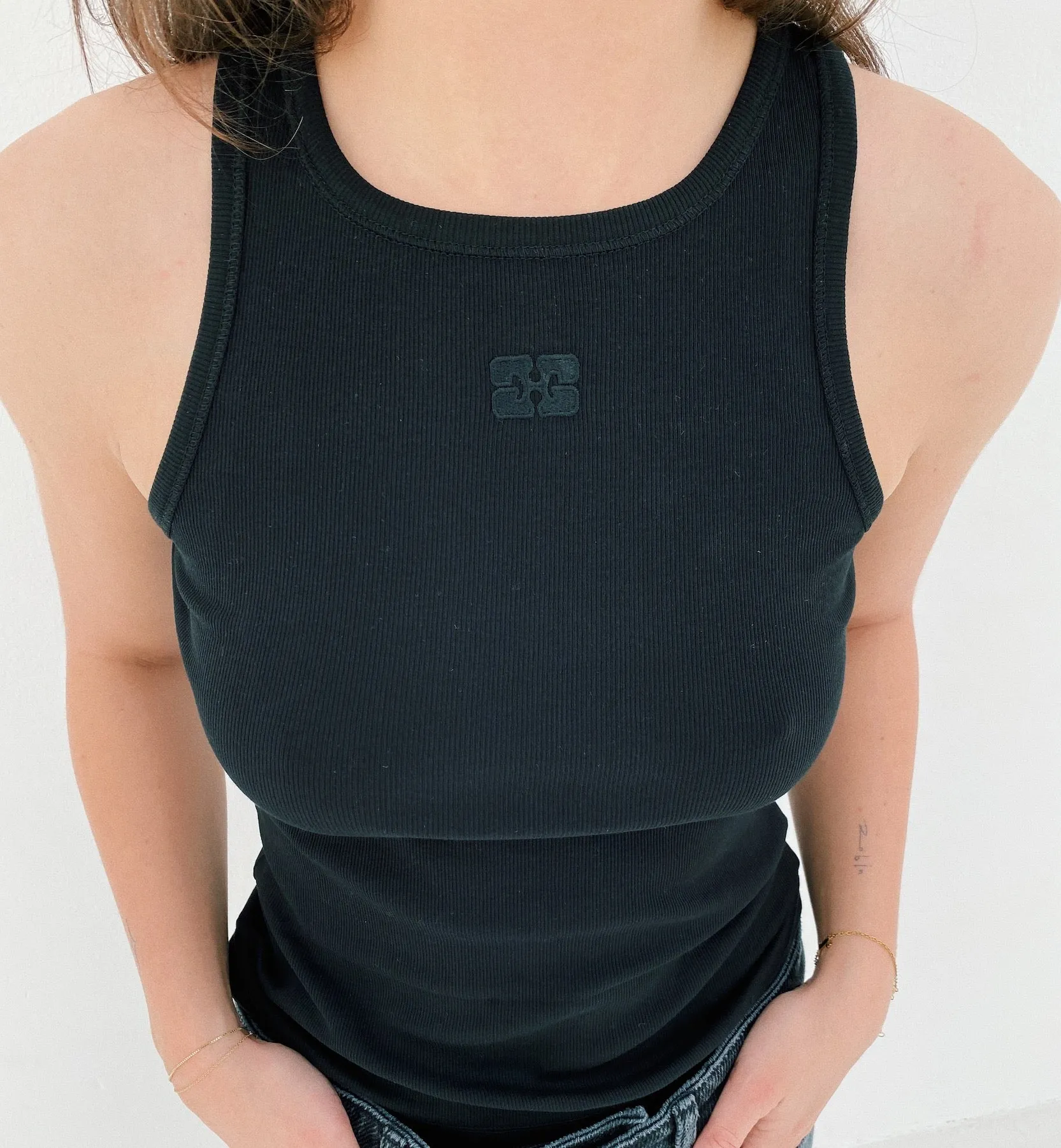 GANNI Black Soft Tank Top