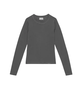 GANNI Grey Jersey Slim T-shirt