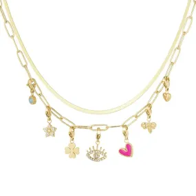 Gouden Trendy Bedels Dubbele Schakel - Ketting