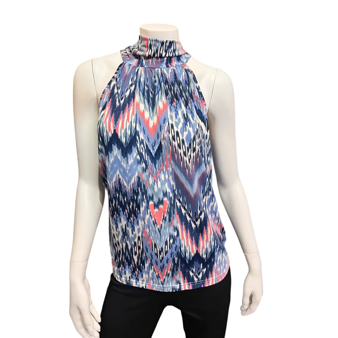 Halterneck Top - Pink & Blue Paint