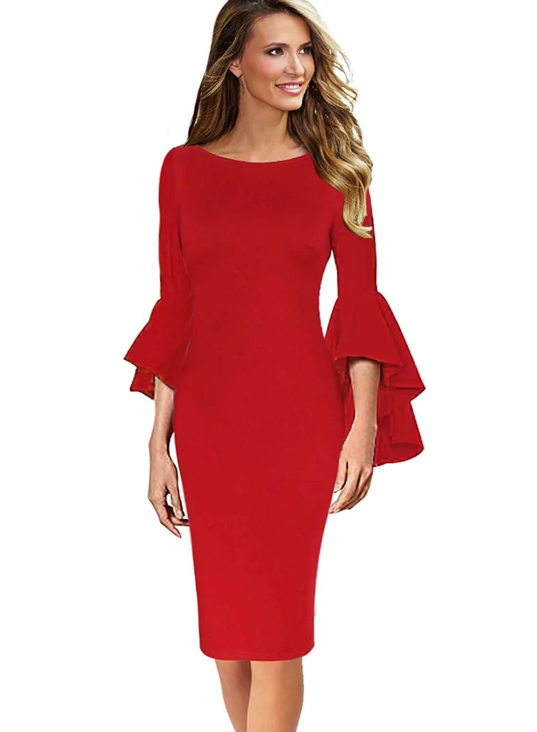 Haute Edition Women's Bell Sleeves Cocktail Party Dress