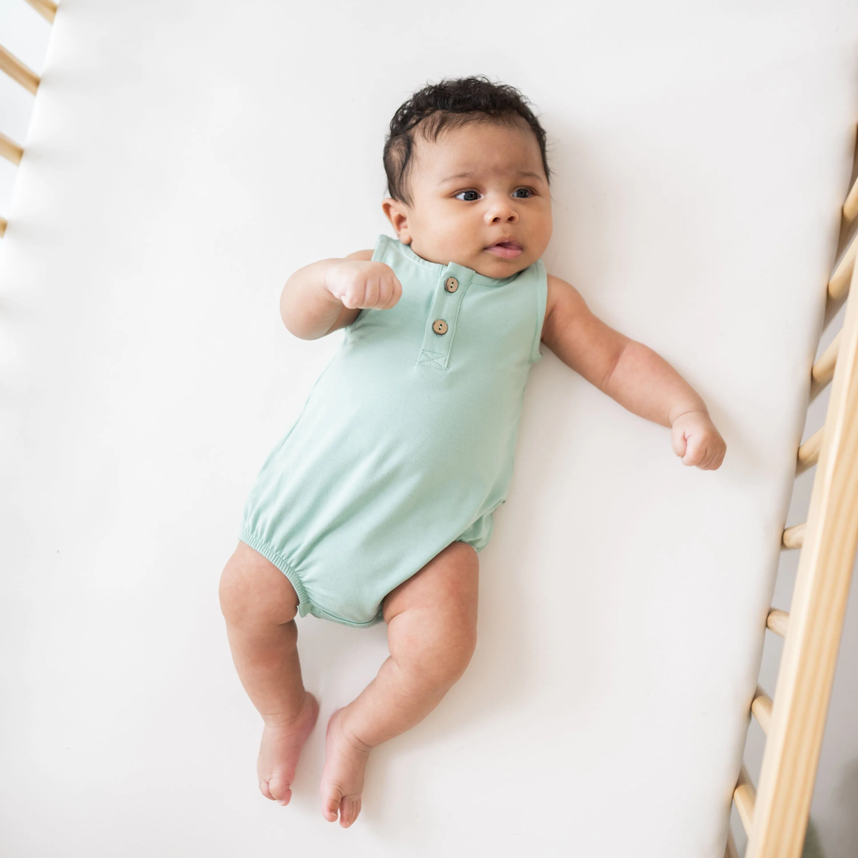 Henley Tank Bubble Romper in Wasabi