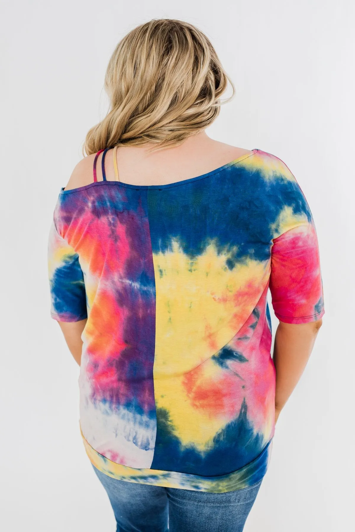 Imagine This Tie Dye Cold Shoulder Top- Multi-Color