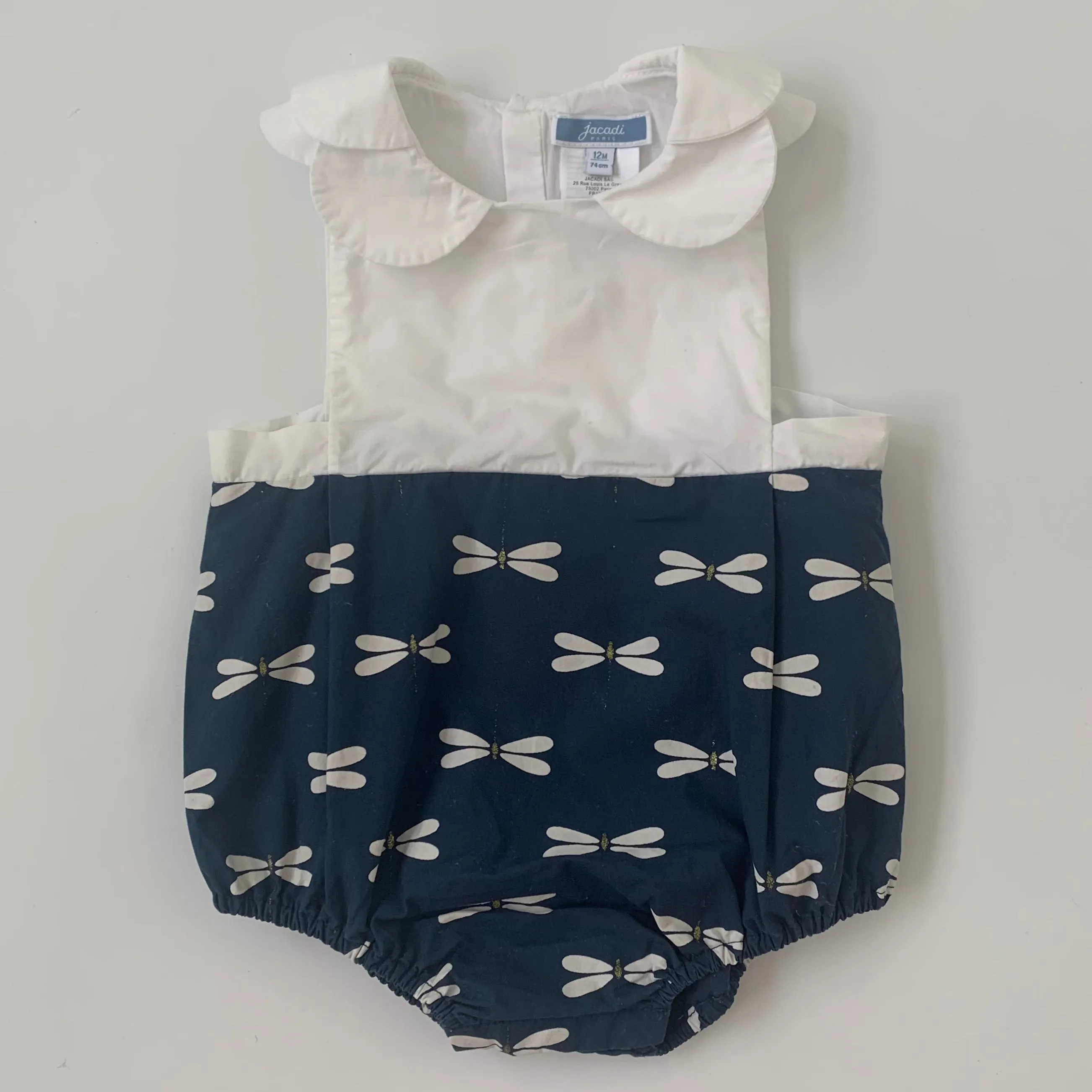 Jacadi Blue And White Summer Romper: 12 Months