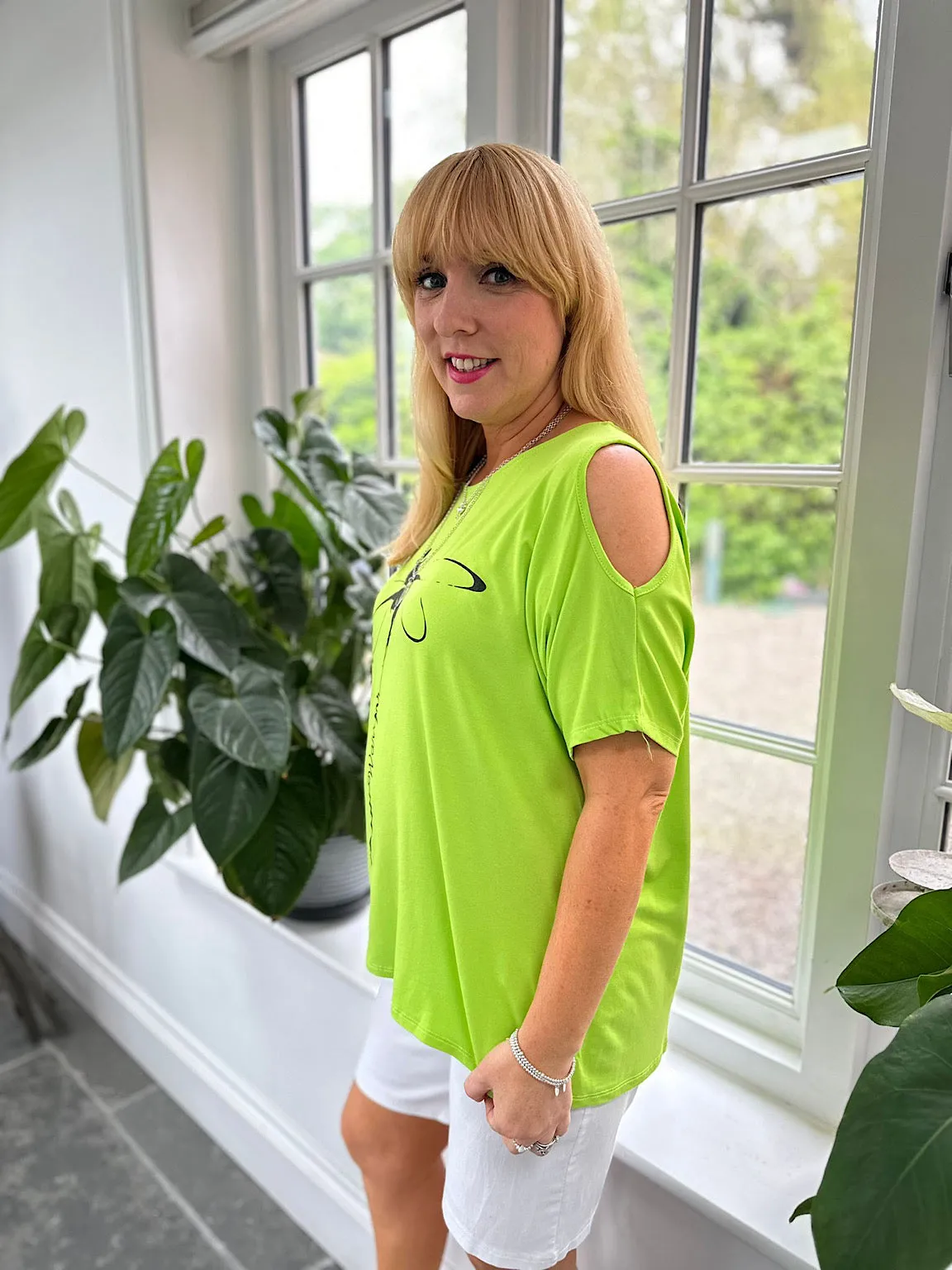 Lime Dragonfly Warrior Cold Shoulder Top Lisa