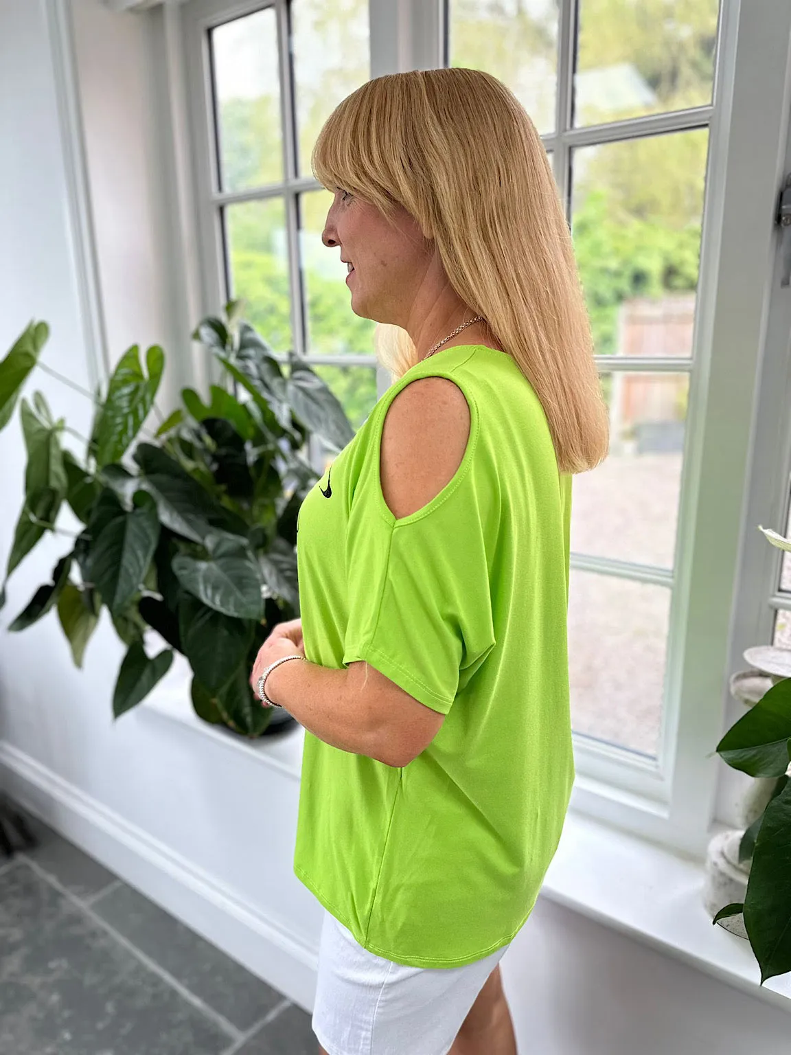 Lime Dragonfly Warrior Cold Shoulder Top Lisa