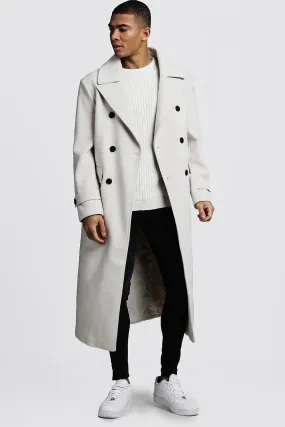 Longline Oversized Double Breasted Overcoat | boohooMAN UK