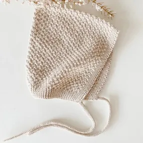 Luca Elle Oatmeal Knitted Baby Bonnet