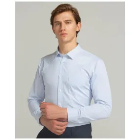 Men's Long Sleeve Solid Striped Dress Shirts with Single Patch Pocket