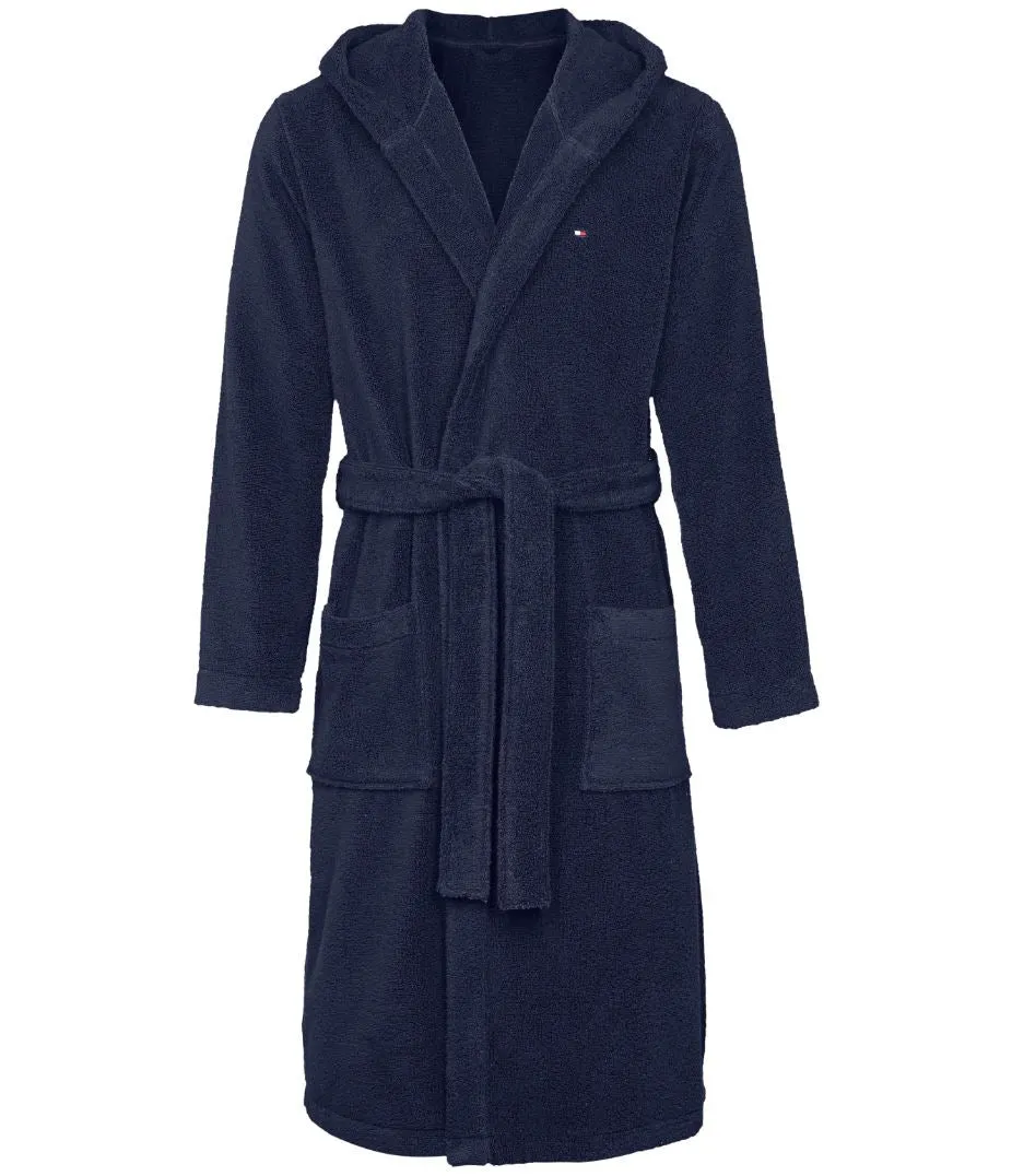 Mens Tommy Hilfiger Icon Hooded Bathrobe/ Dressing Gown - Micro Cotton Towelling