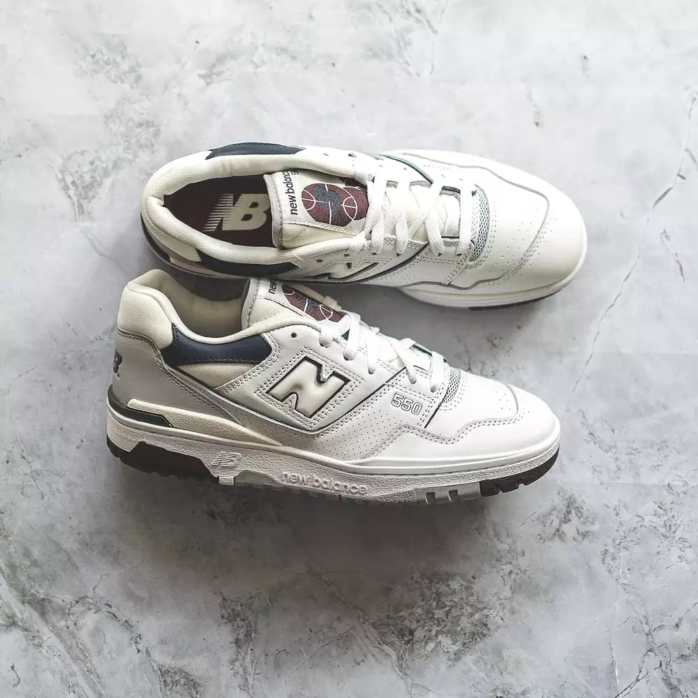 New Balance 550 White Burgundy Navy