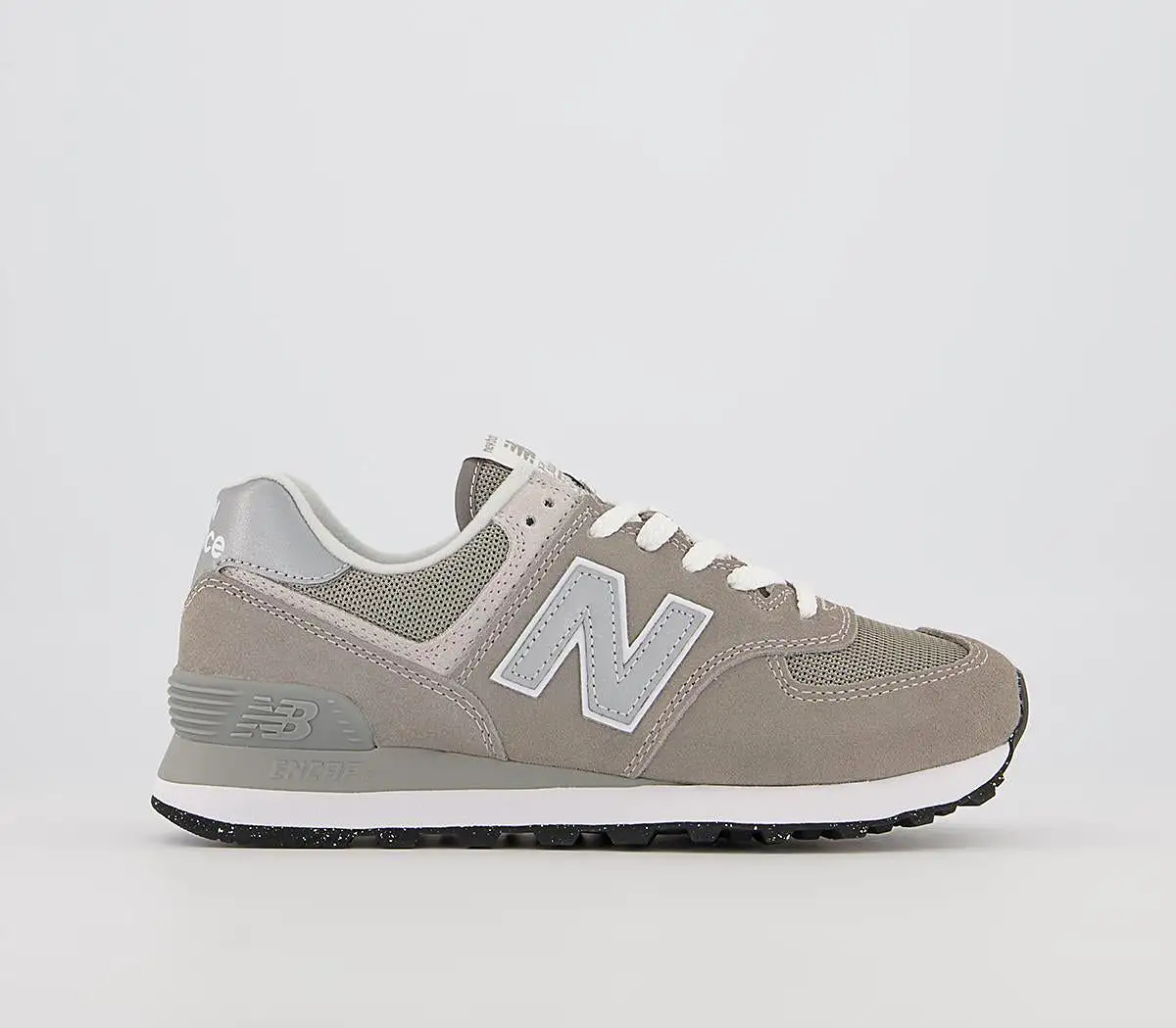 New Balance 574 Grey White Green Leaf Trainers