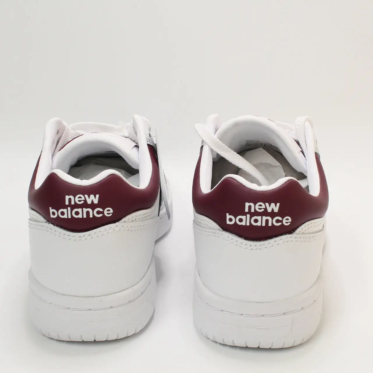 New Balance BB480 White Burgundy Trainers