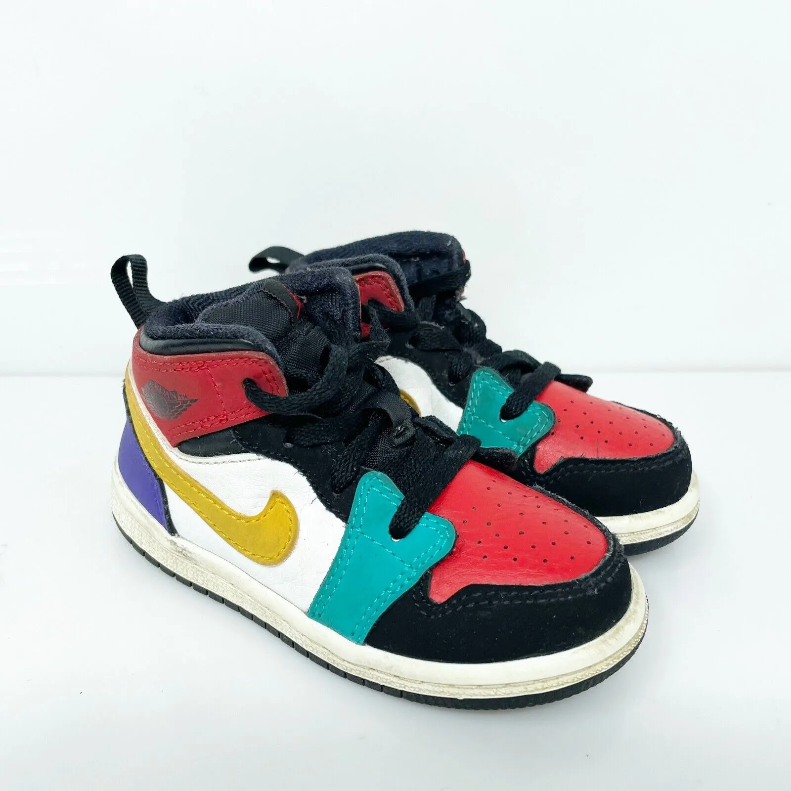 Nike Boys Air Jordan 1 Mid 640735-125 Multicolor Basketball Shoes Sneakers Sz 7C