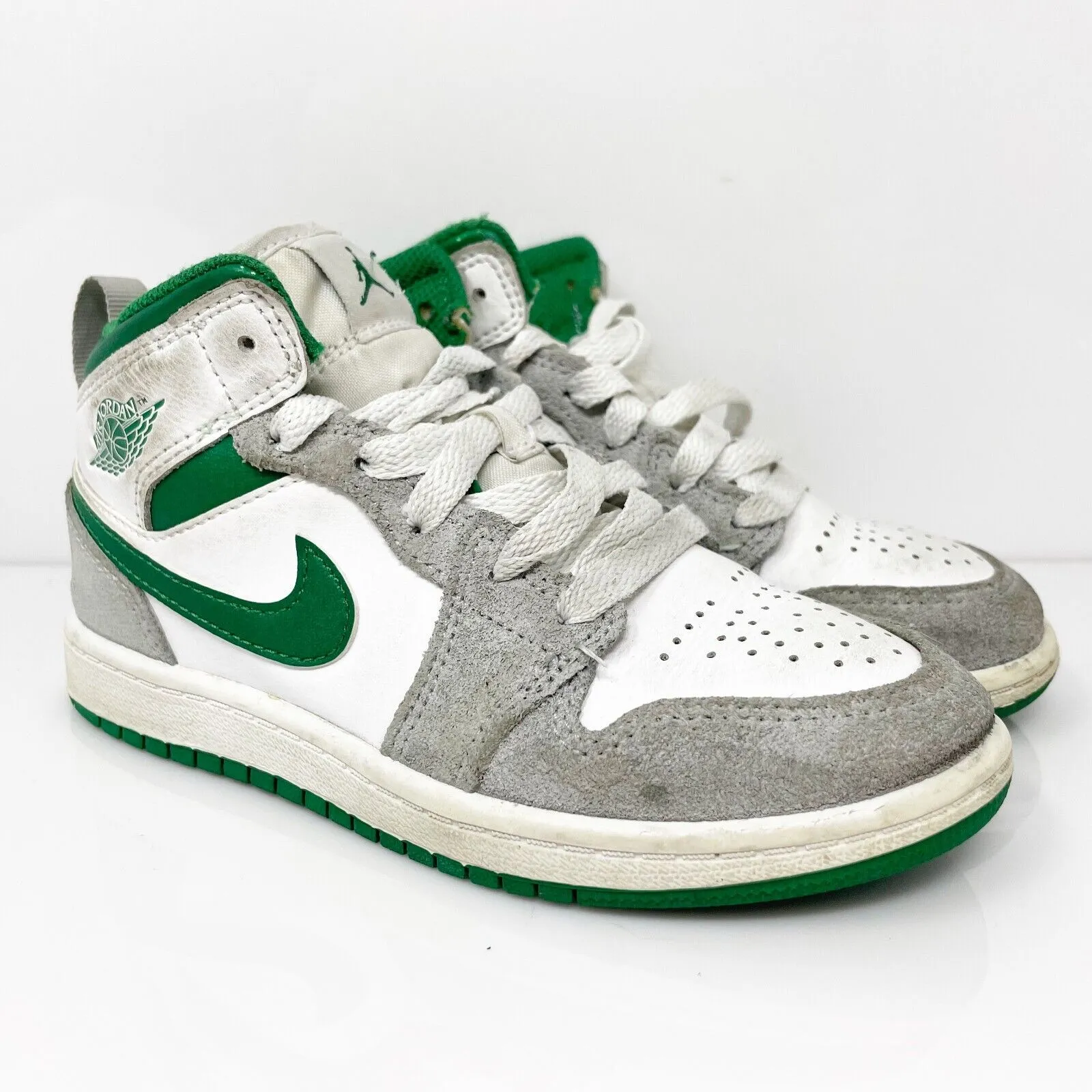 Nike Boys Air Jordan 1 Mid SE DC7249-103 White Basketball Shoes Sneakers Sz 13C