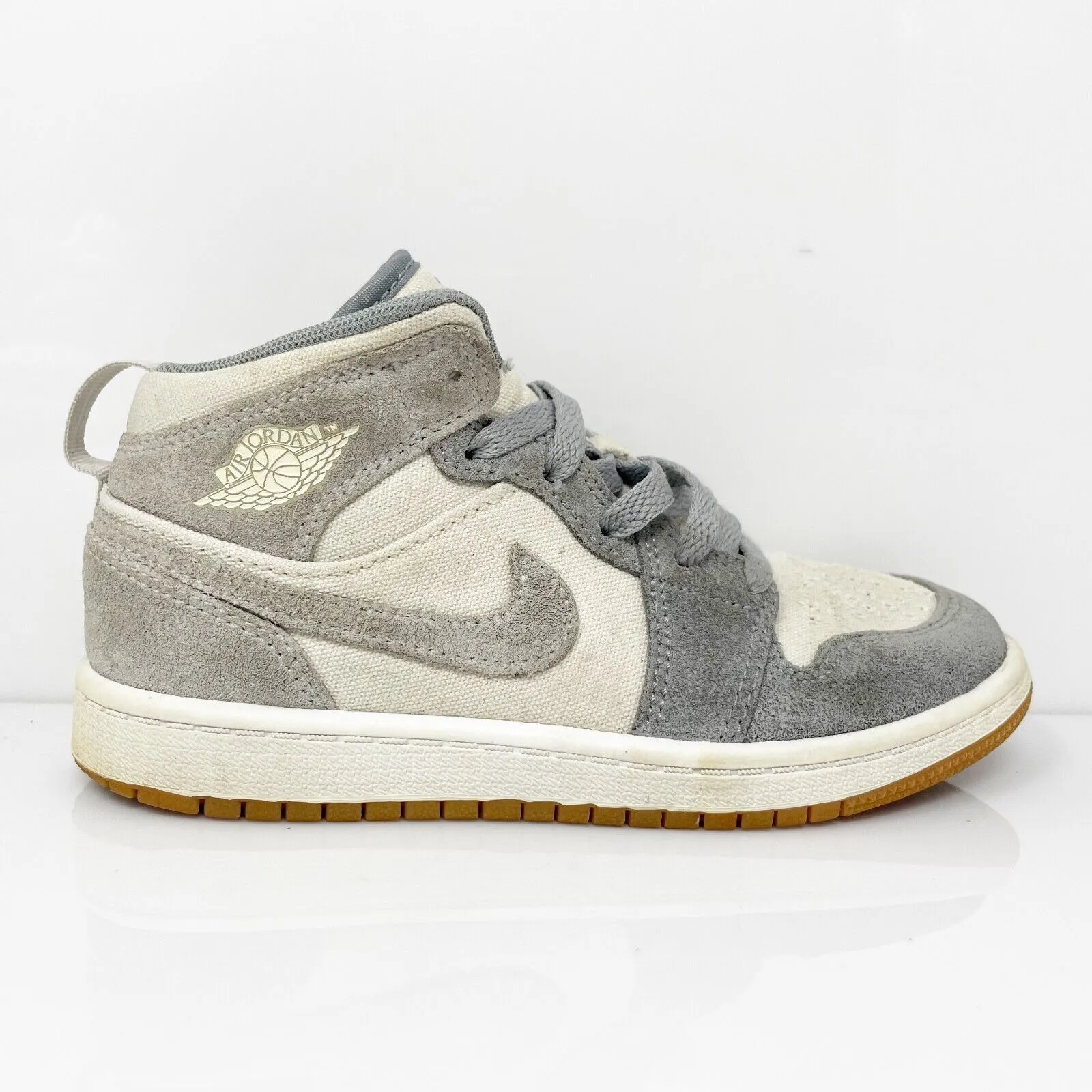 Nike Boys Air Jordan 1 Mid SE DN4345-100 Gray Basketball Shoes Sneakers Sz 13.5C