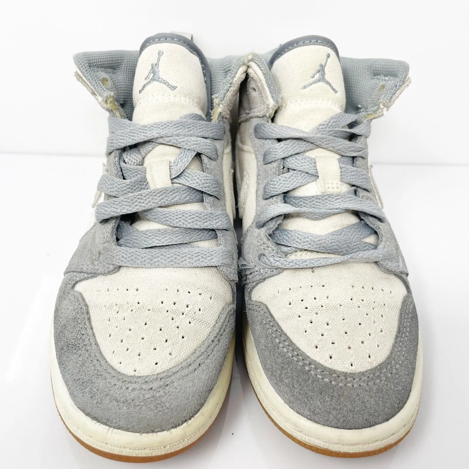 Nike Boys Air Jordan 1 Mid SE DN4345-100 Gray Basketball Shoes Sneakers Sz 13.5C