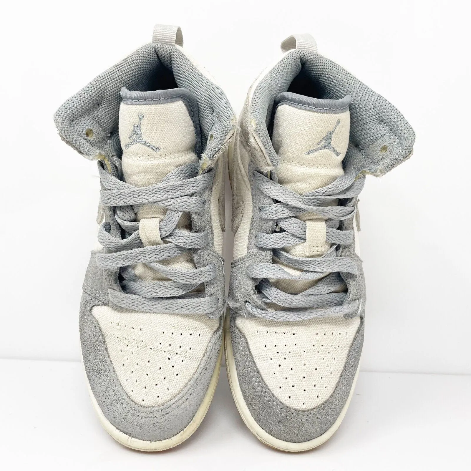 Nike Boys Air Jordan 1 Mid SE DN4345-100 Gray Basketball Shoes Sneakers Sz 13.5C