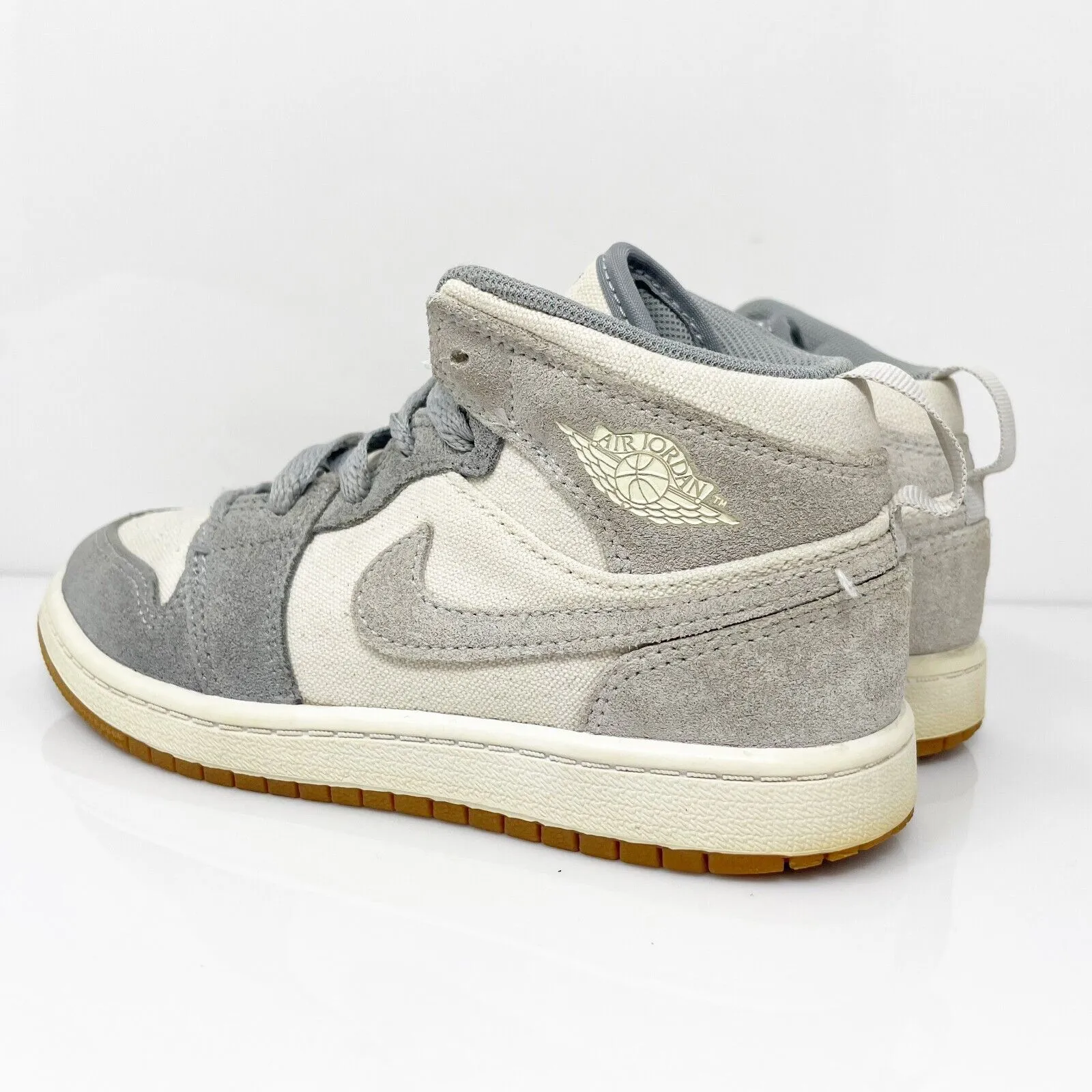 Nike Boys Air Jordan 1 Mid SE DN4345-100 Gray Basketball Shoes Sneakers Sz 13.5C