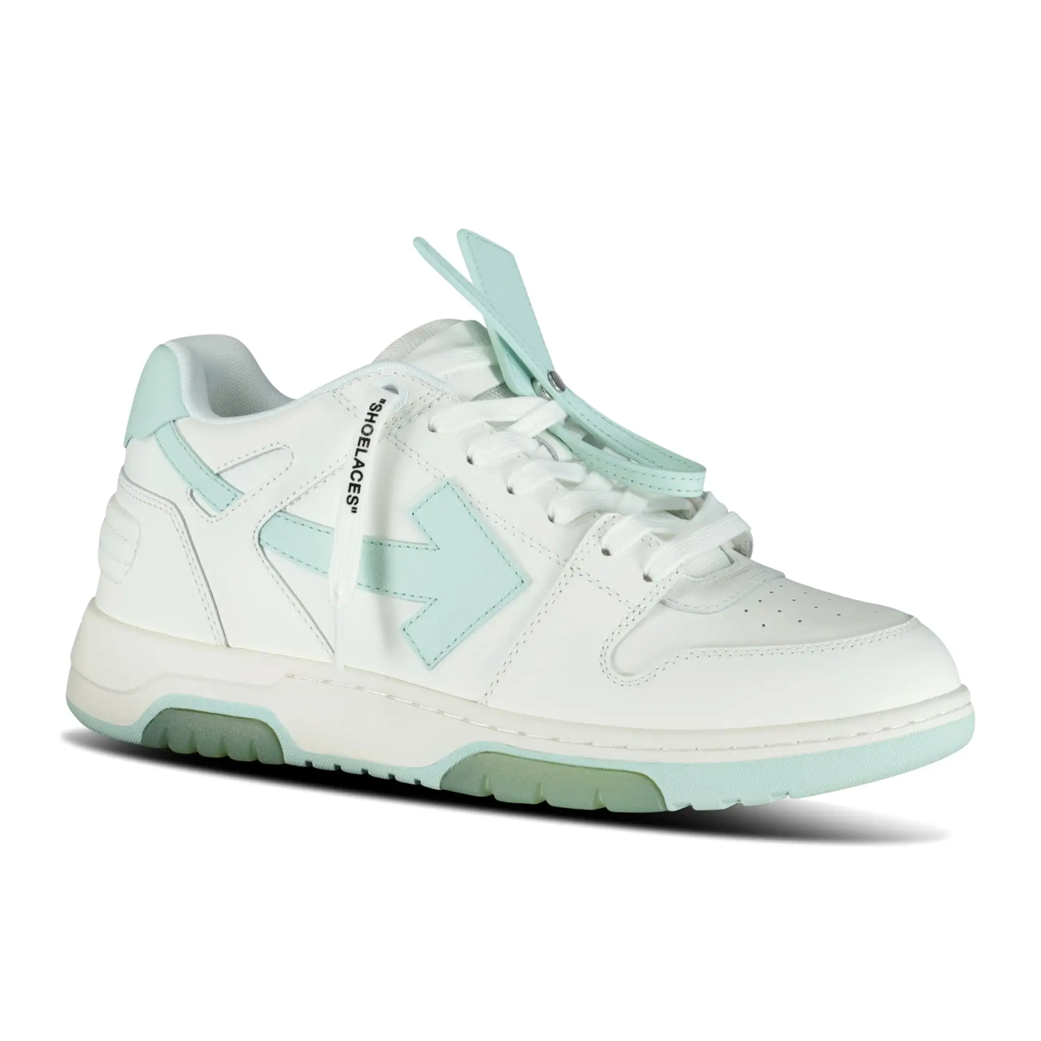 OFF-WHITE OUT OF OFFICE LOW TOP TRAINERS WHITE & MINT