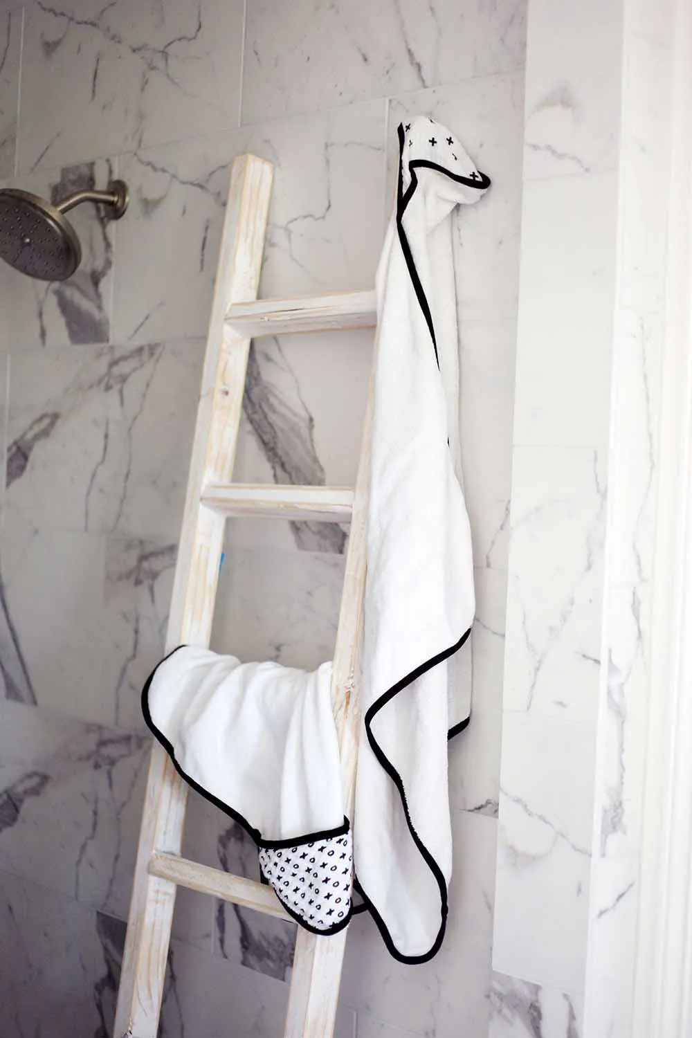 Organic Cotton Muslin + Terry Hooded Towel -  Swiss Cross