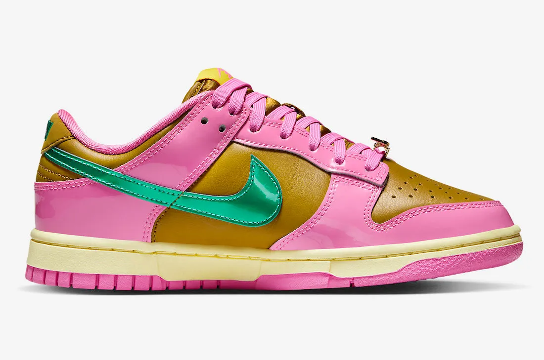 Parris Goebel x Nike SB Dunk Low Playful Pink Bronzine Clear Jade Luminous Green FN2721-600