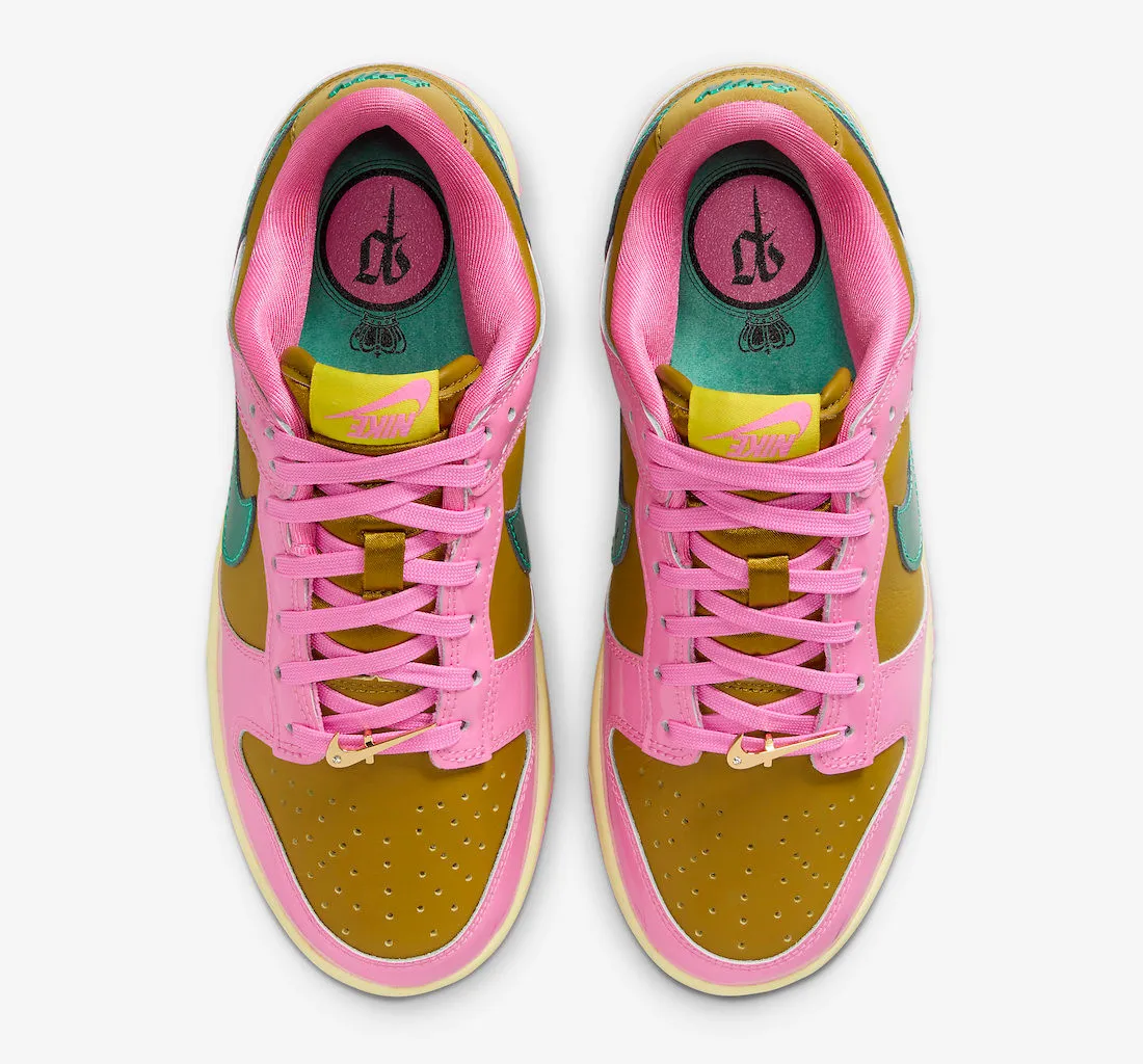 Parris Goebel x Nike SB Dunk Low Playful Pink Bronzine Clear Jade Luminous Green FN2721-600