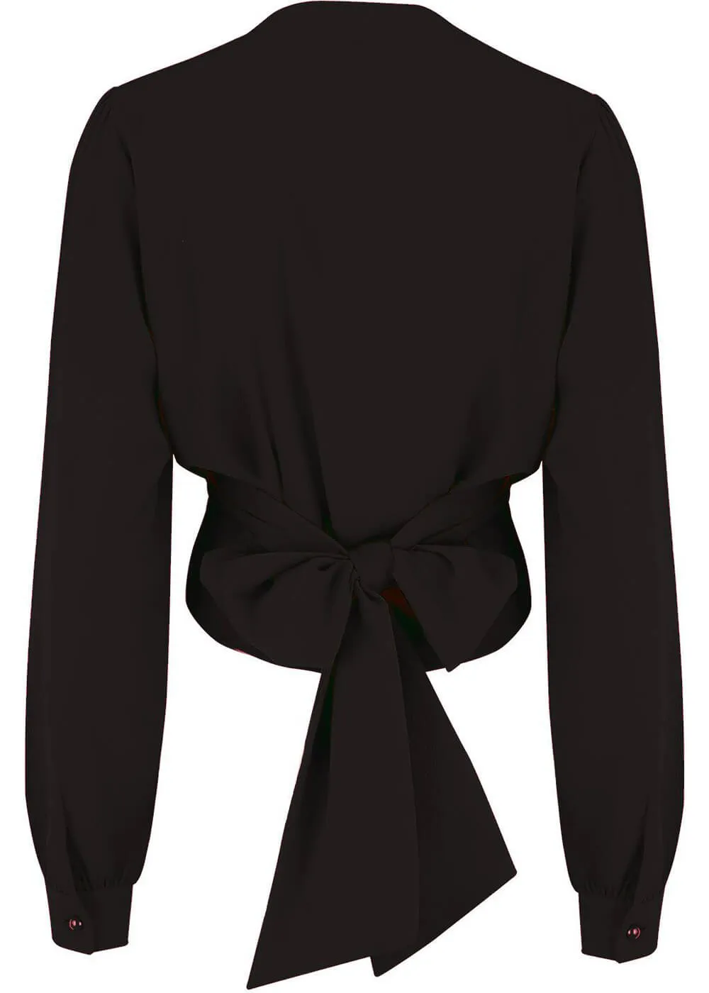 Rock N Romance Darla Long Sleeve 40's Wrap Blouse Black